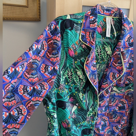 Women's Anthropologie Masha Volnova Pajamas Colorful Vibrant Tropical 2 Piece - Picture 6 of 14